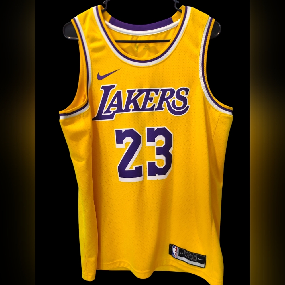 Nike NBA Lebron James #23 Purple&Gold Los Angeles Lakers Jersey Icon Edition 48